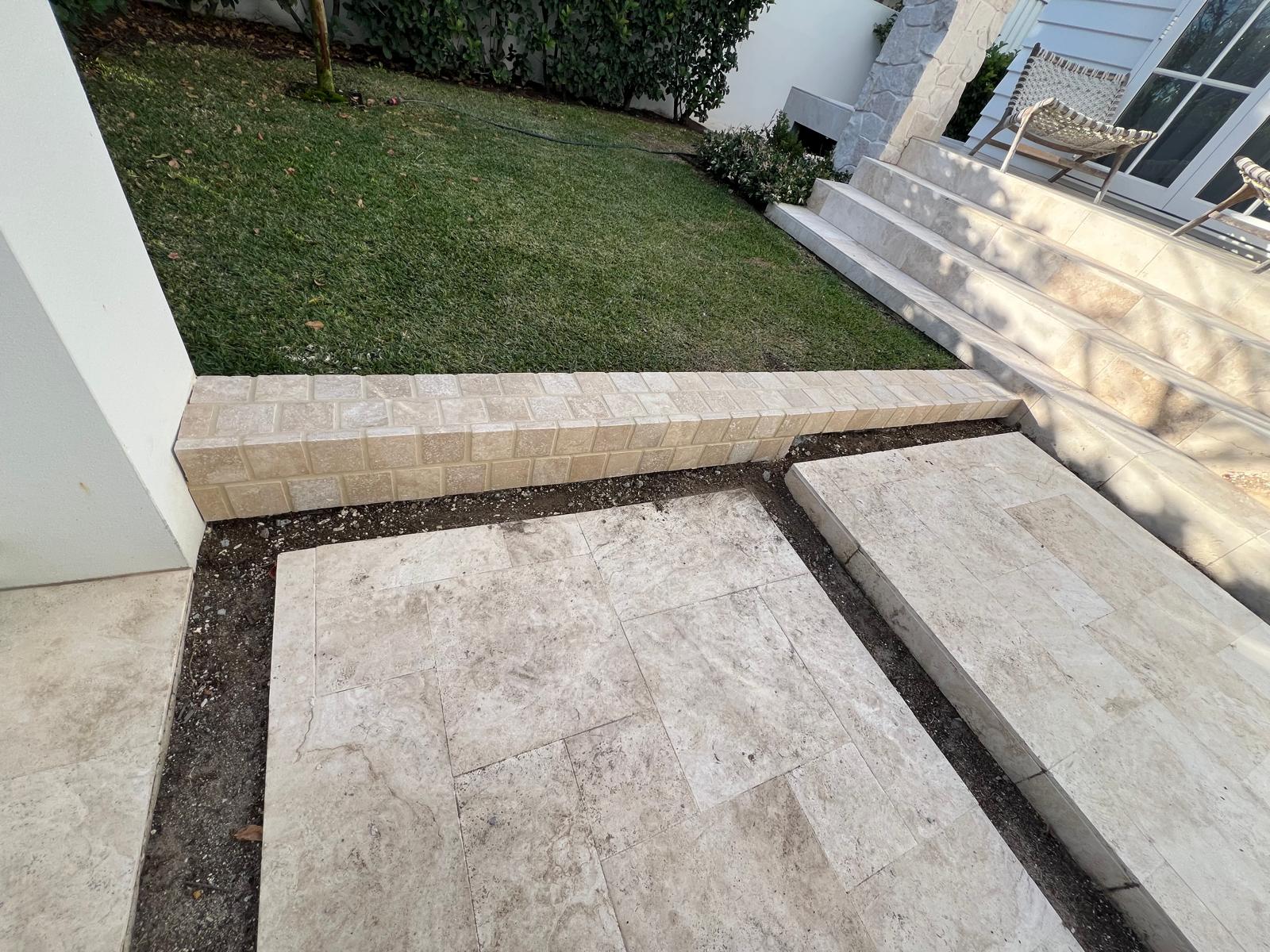 Detailed outdoor stone paving installation